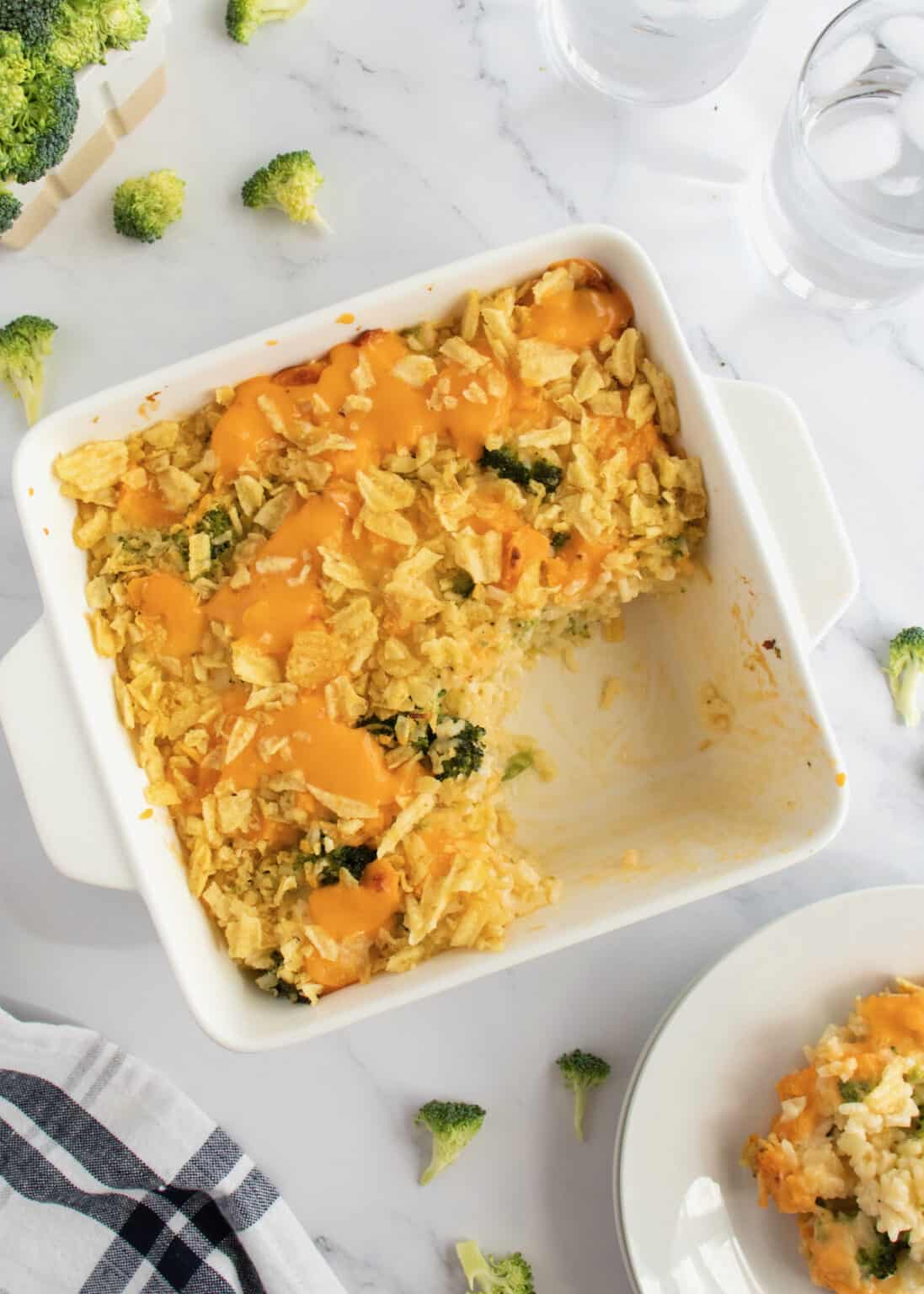 Cheesy Broccoli Rice Casserole - The BakerMama
