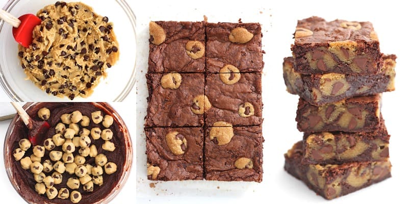 Brookies - chewy chocolate chip cookies baked right into fudgy brownies because why choose when you can have both in one?!