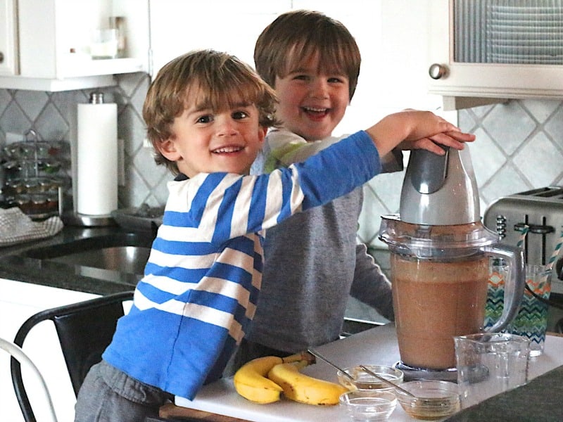 Chocolate Peanut Butter Smoothie with Hidden-Veggie (toddler + kid