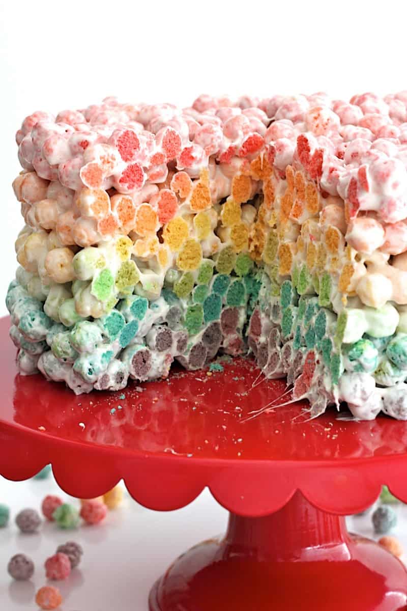 Rainbow Cereal Cake - The BakerMama