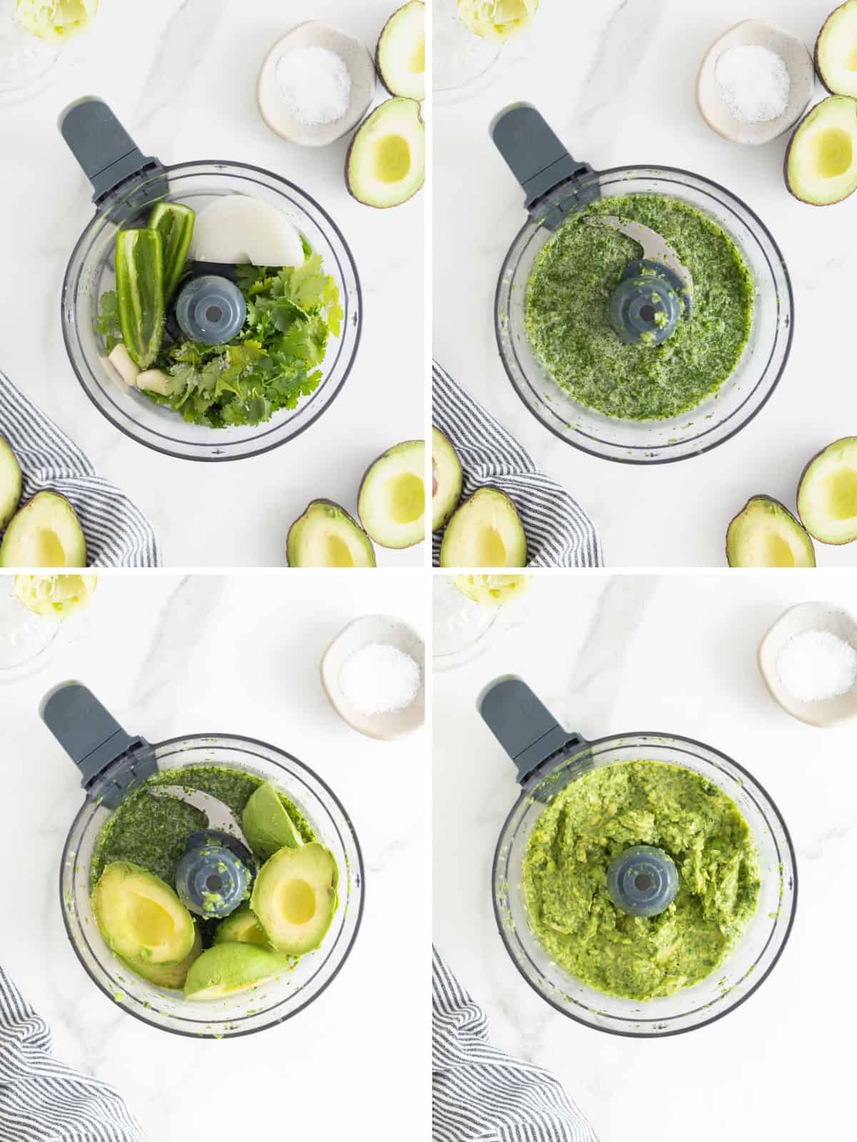 Steps to make guacamole in a blender or food processor.