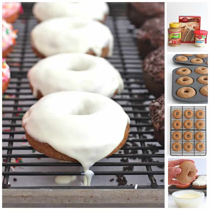 2-Ingredient Apple Spice Donuts with a vanilla frosting glaze
