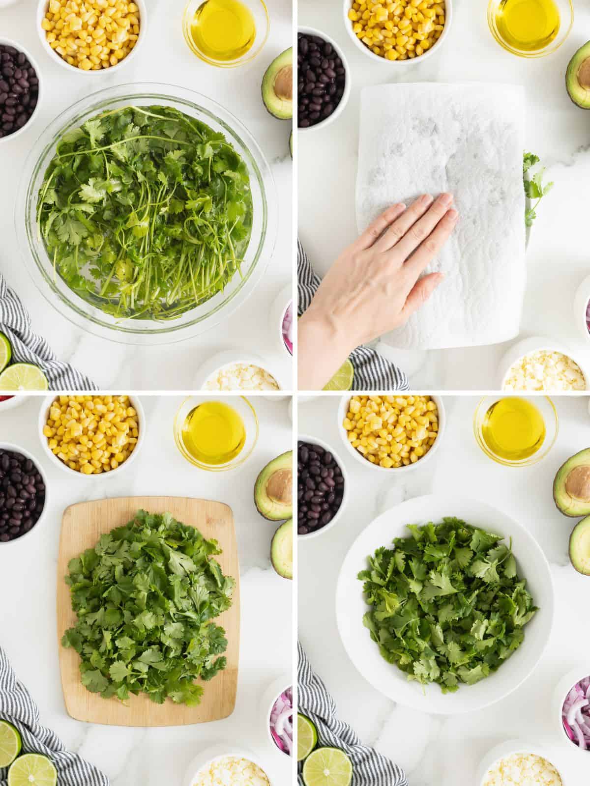 Steps to make cilantro avocado salad.
