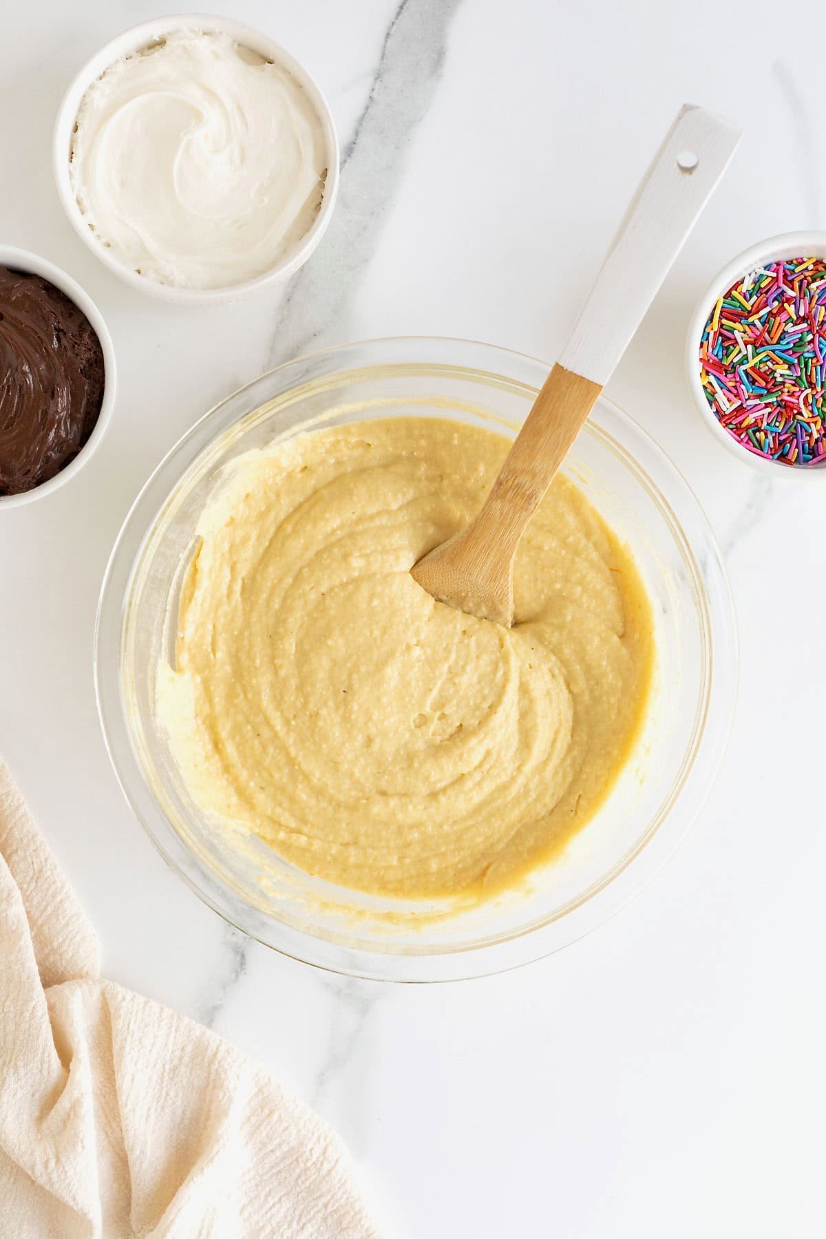 Vanilla cake mix donut batter.