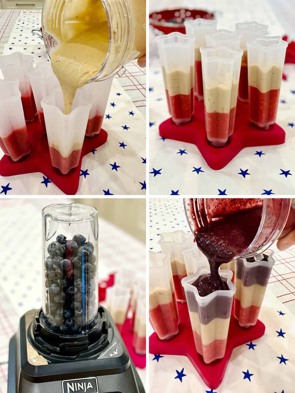 Steps to make patriotic fruit pops.