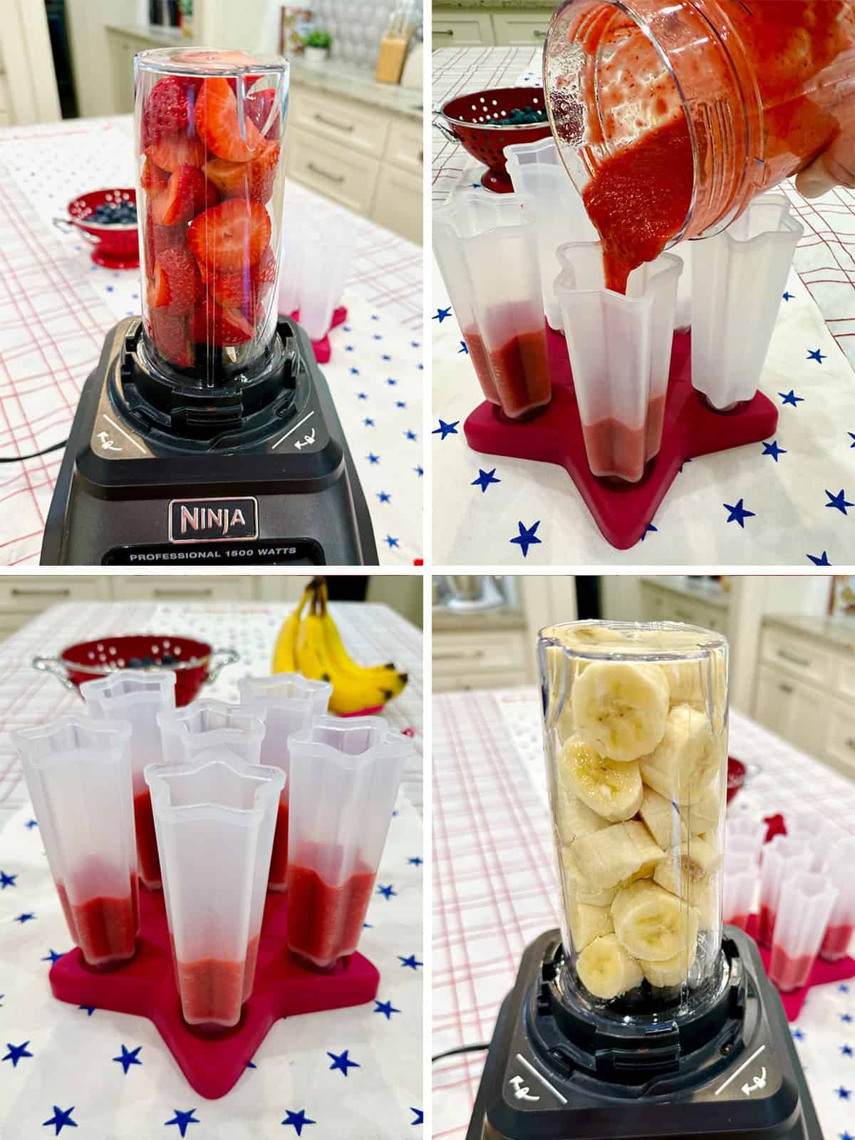 Steps to make 3-Ingredient Patriotic Fruit Pops.