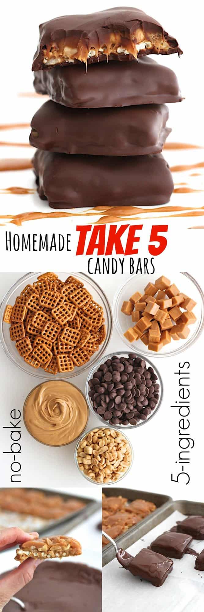 Homemade Take 5 Candy Bars {just 5-ingredients & no-bake}