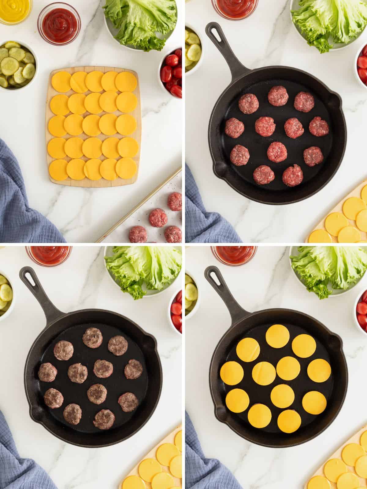 Steps to make bacon wrapped cheeseburger bites.