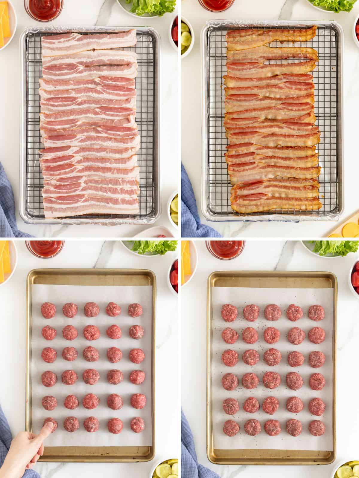 Steps to make bacon wrapped cheeseburger bites.