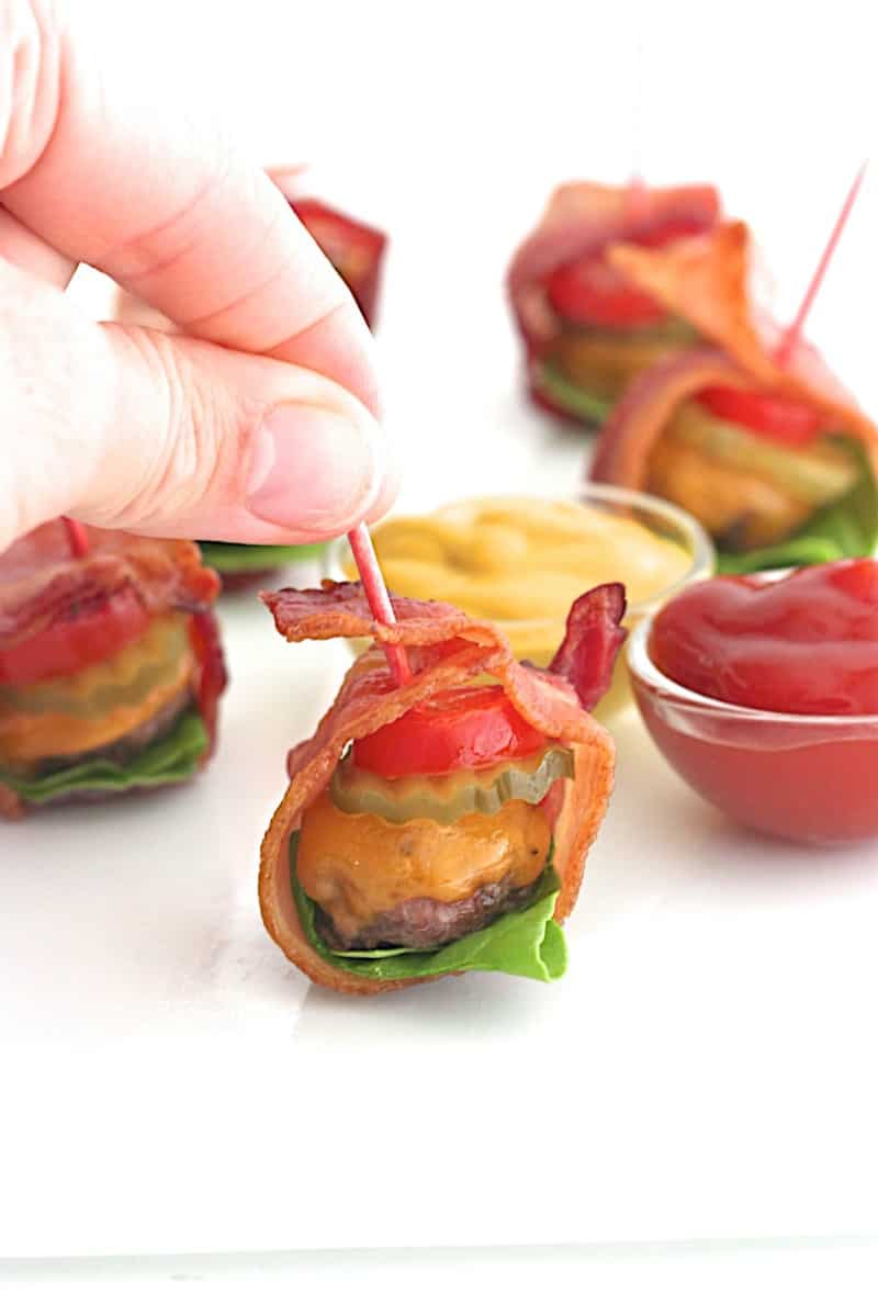 Bacon-Wrapped Cheeseburger Bites