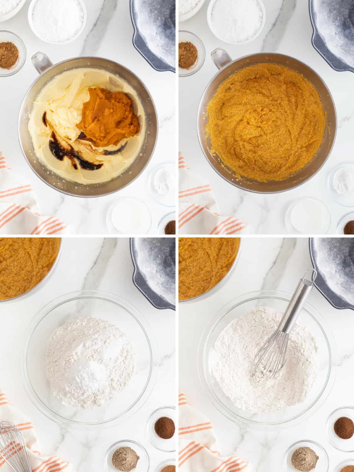 Steps to make Chai Spiced pumpkin pound cake.