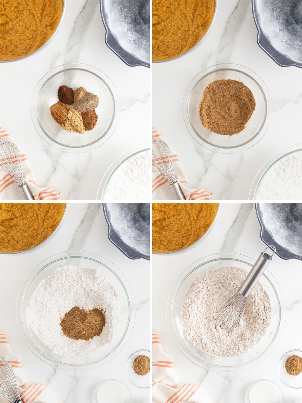 Steps to make Chai Spiced Pumpkin Pound Cake.