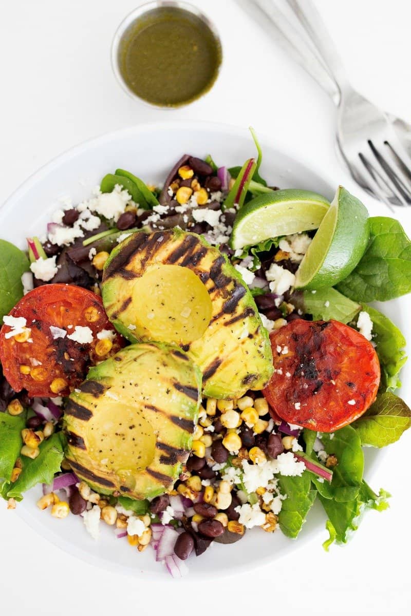 Grilled Avocado and Tomato Salad