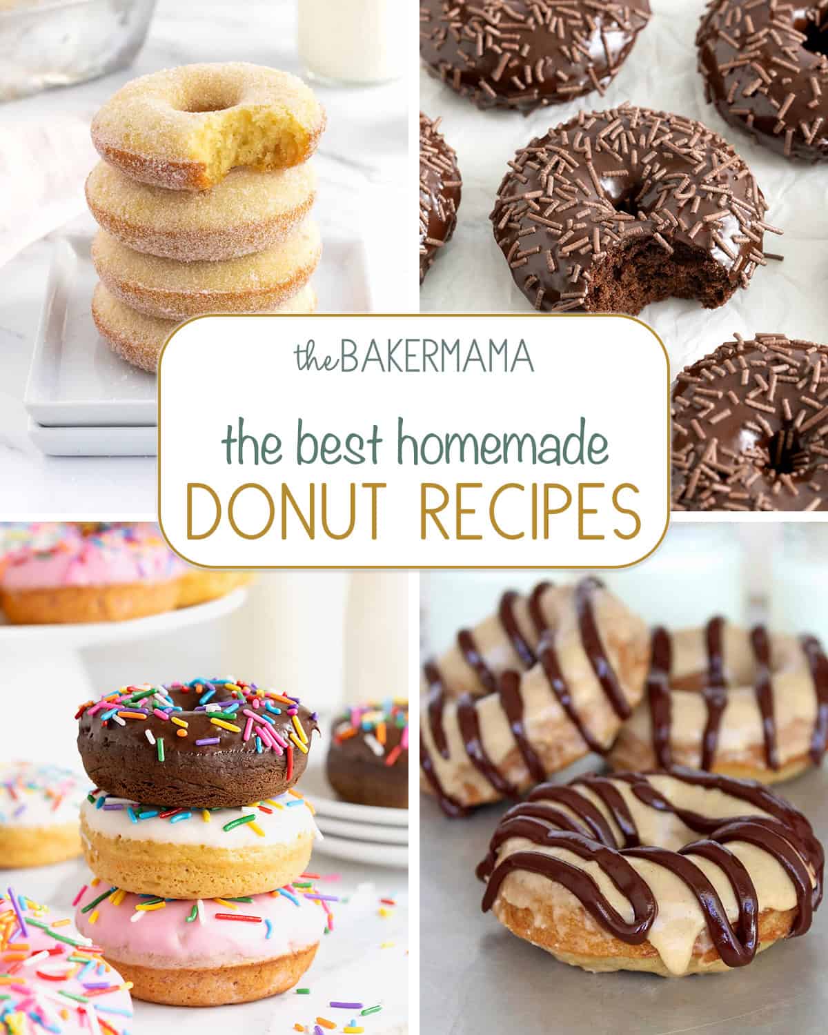 Sugar coated baked donuts, triple chocolate baked donuts, cake mix donuts and maple glazed donuts.