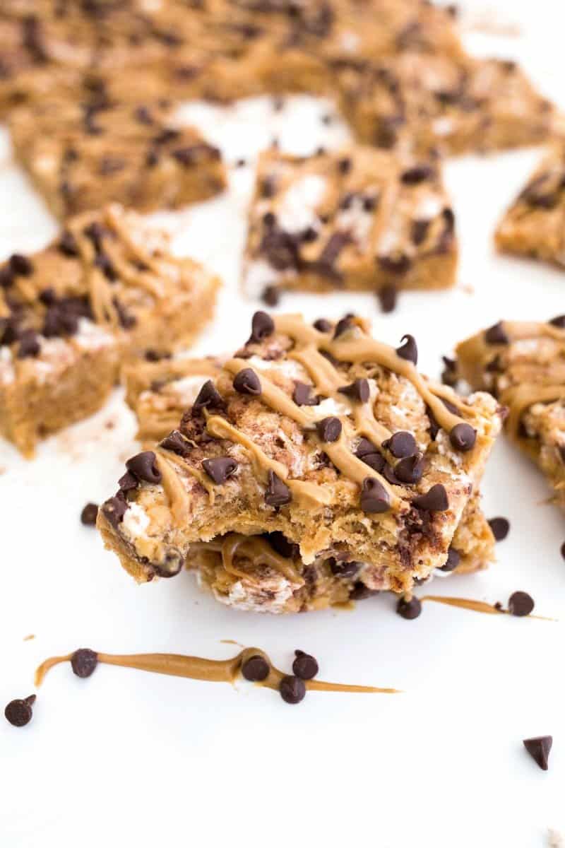 Peanut Butter Chocolate Chip Rice Krispie Treats The Bakermama