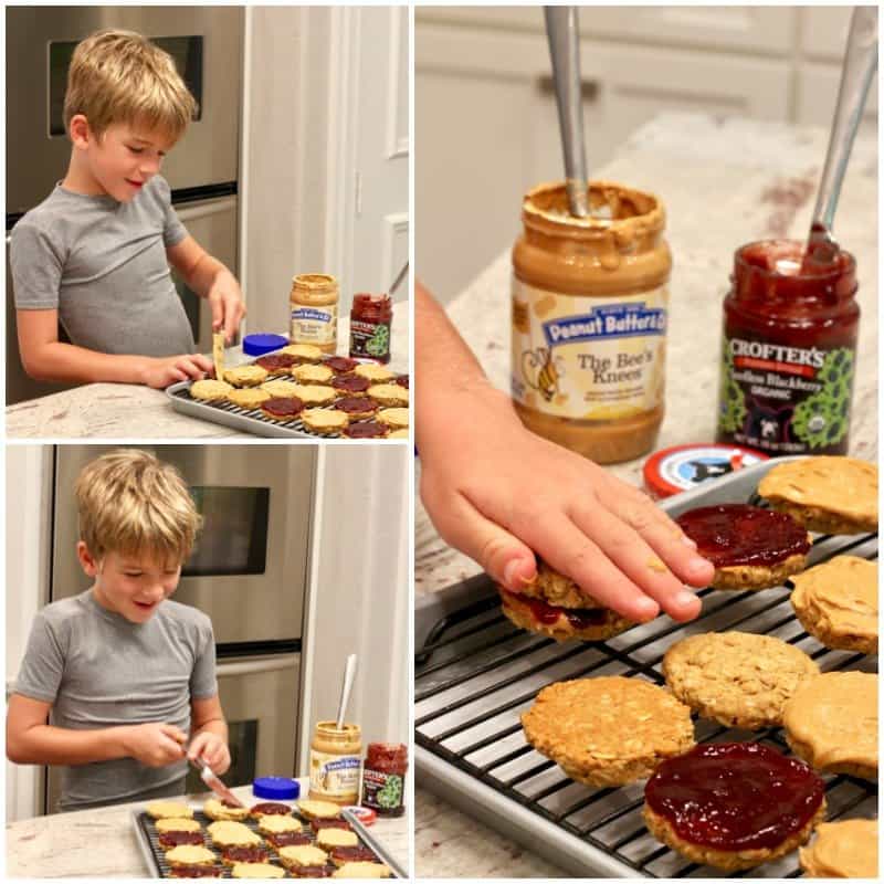 Healthy Flourless Peanut Butter & Jelly Cookie Sandwiches