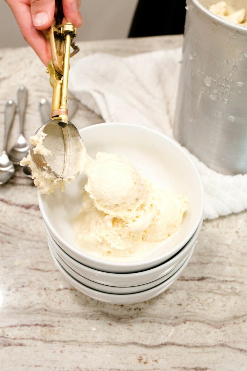 Old-Fashioned Homemade Banana Ice Cream - Adventures of Mel