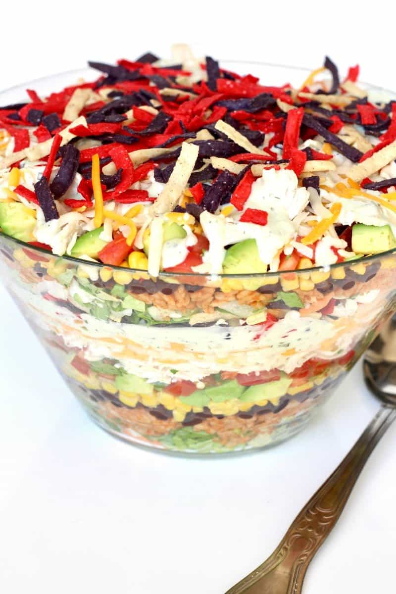 Layered Chicken Taco Salad - The BakerMama