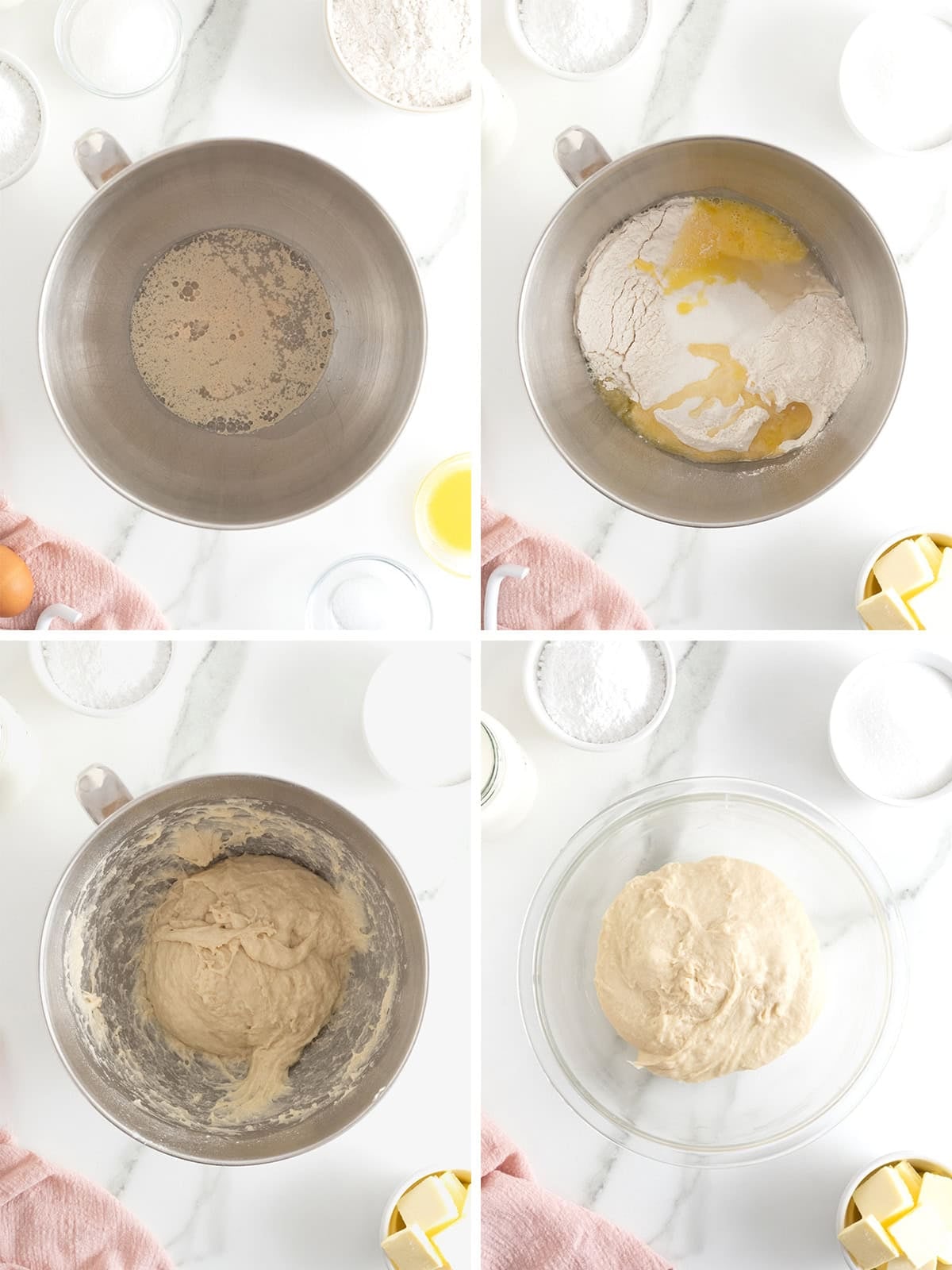 Steps to make cream filled baked donuts.