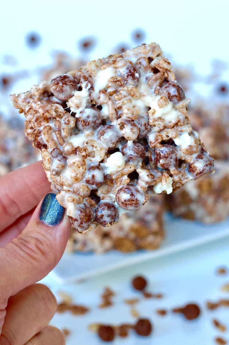 Cocoa Puff Krispies Treats - The BakerMama