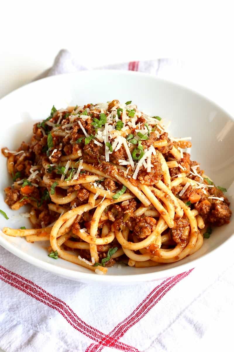The Best Bucatini Bolognese