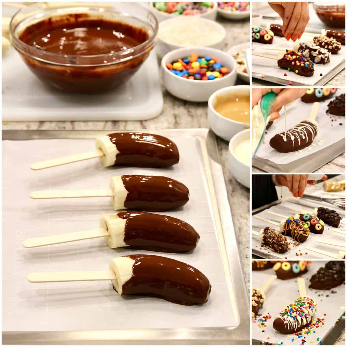 Chocolate Covered Frozen Banana Pops