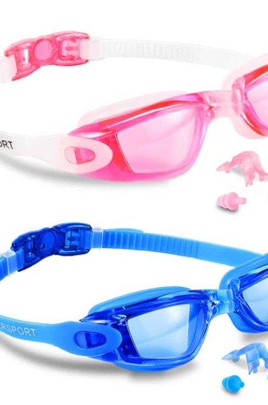 EverSport Swim Goggles, Pack of 2, Swimming Glasses for Adult Men Women Youth Kids Child, Anti-Fog, UV Protection, Shatter-Proof, Watertight(Blue&Pink)