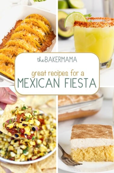 Baked tacos, avocado margarita, corn salsa, tres leches cake.