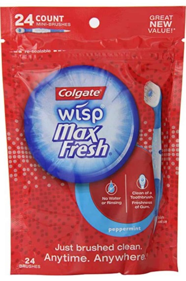 Colgate Max Fresh Wisp Disposable Mini Toothbrush, Peppermint - 24 Count