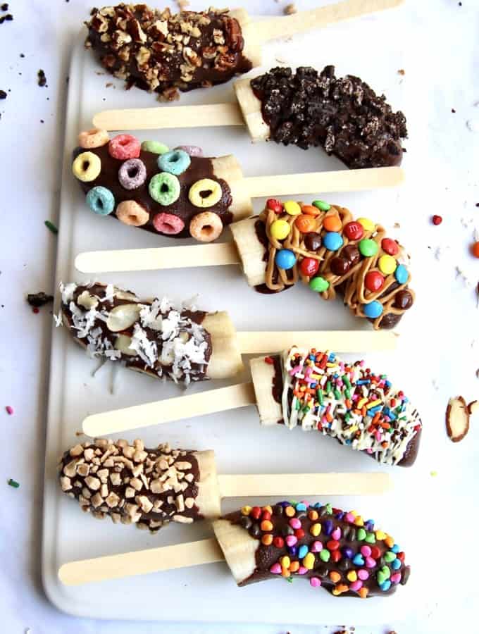 Chocolate Covered Frozen Banana Pops