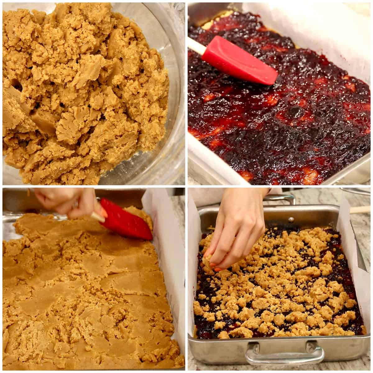 Peanut Butter and Jelly Bars with honey & chocolate chips