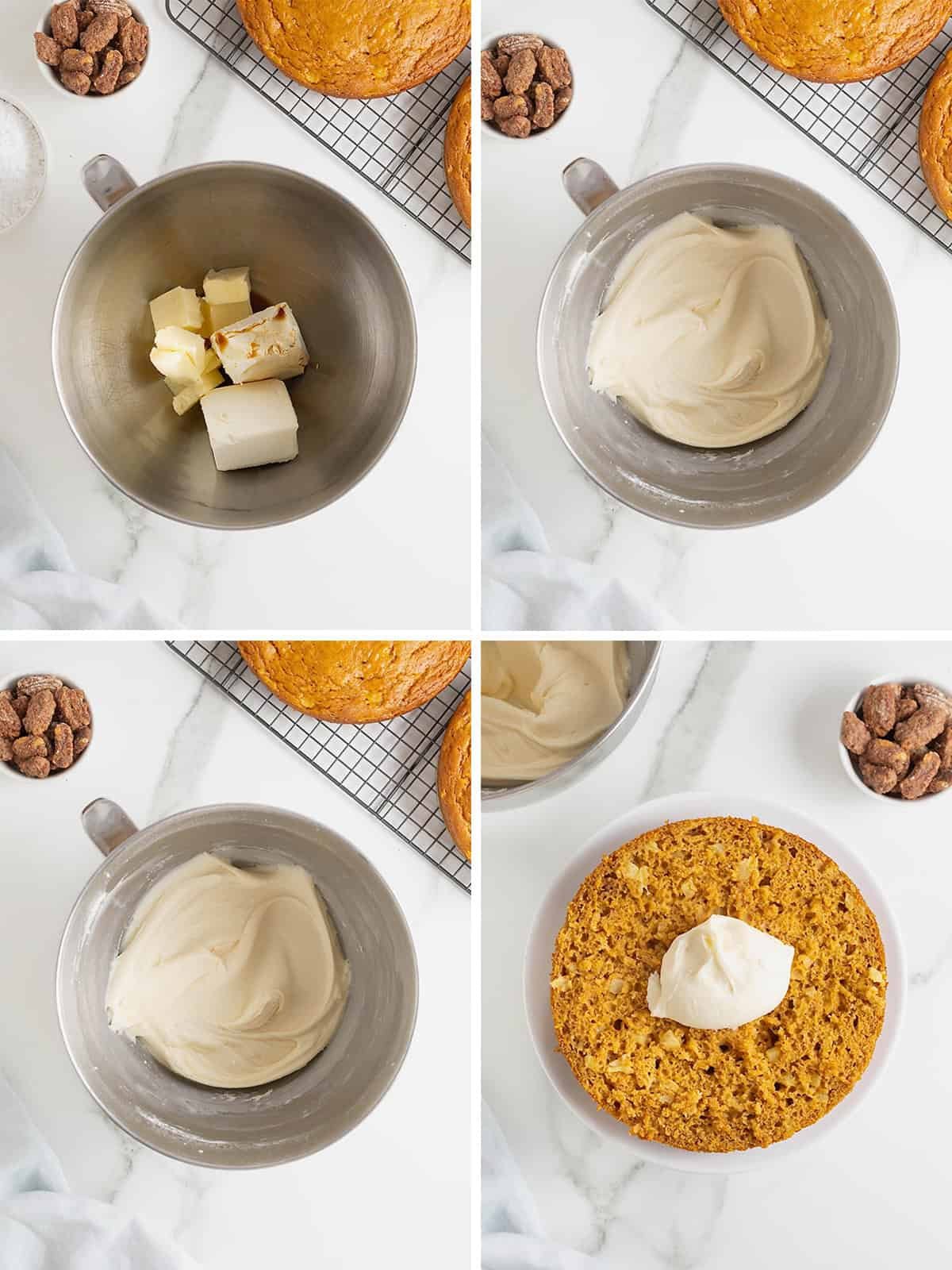 Steps to make a pineapple pumpkin layer cake.
