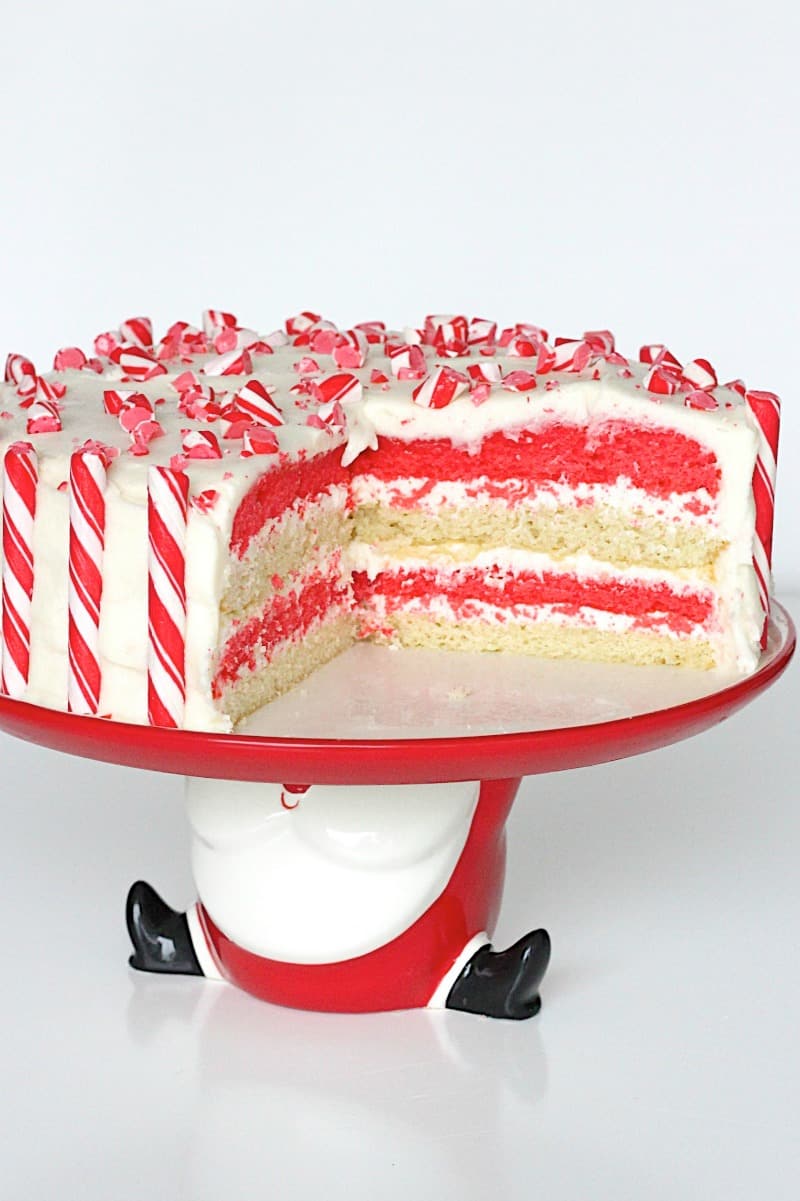 Peppermint Candy Cane Cake from TheBakerMama.com