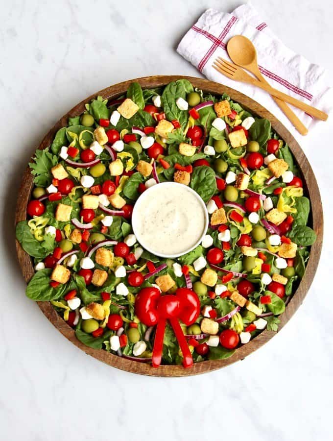Salad Wreath with Creamy Italian Dressing