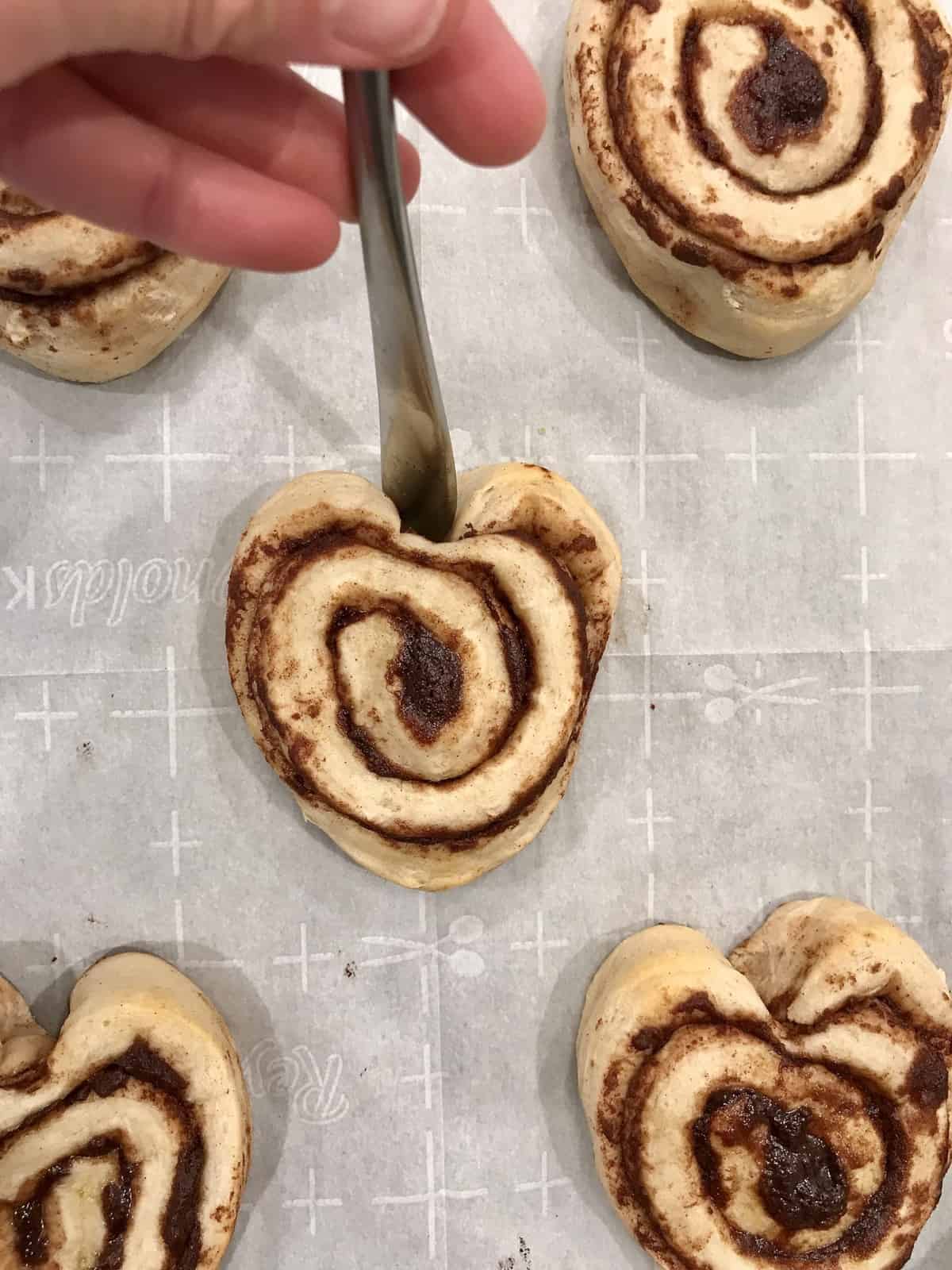 Heart Shaped Cinnamon Rolls