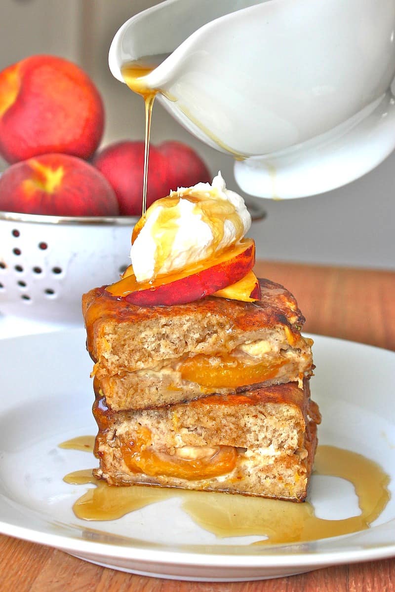 Stuffed Peach Bread French Toast by The BakerMama