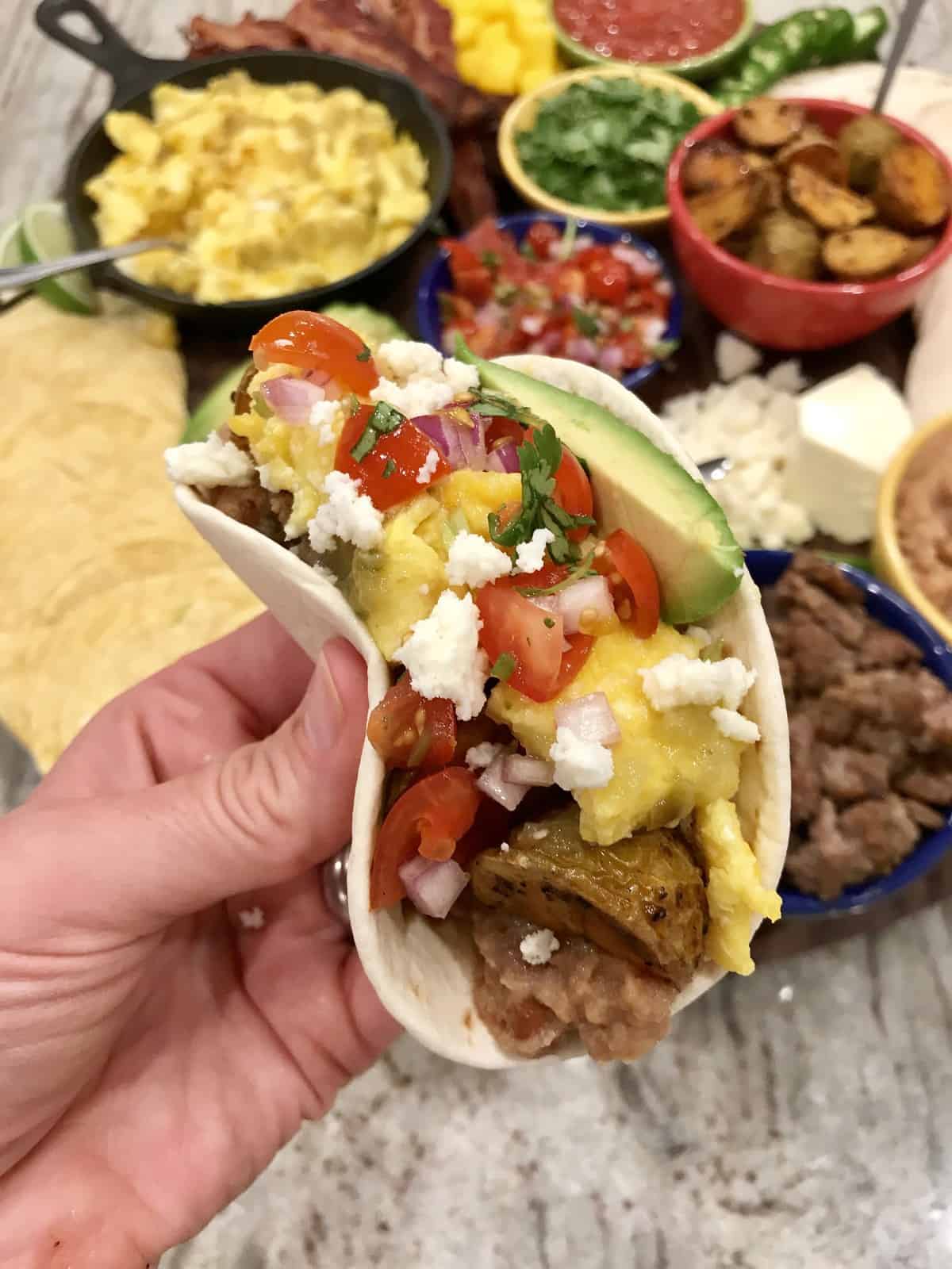 Breakfast Taco Board by The BakerMama