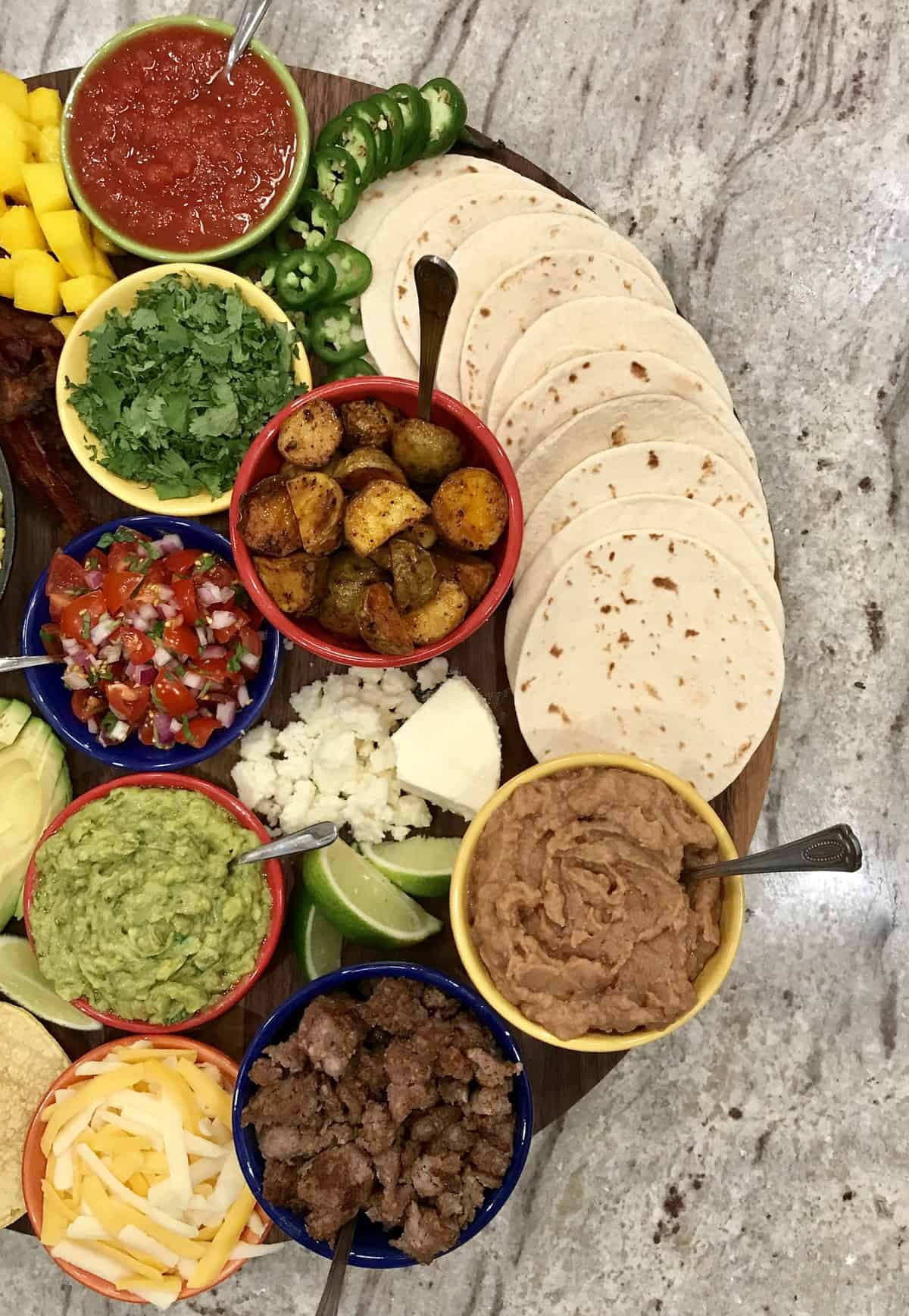 Breakfast Taco Board by The BakerMama