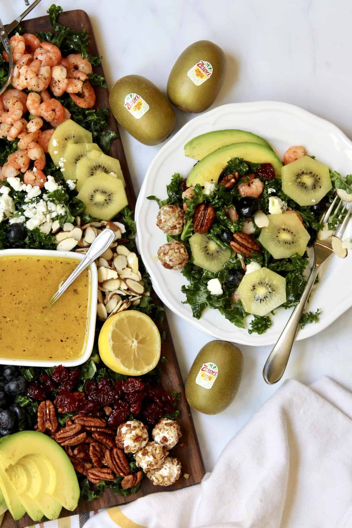 Kale + SunGold Kiwi Salad Board by The BakerMama