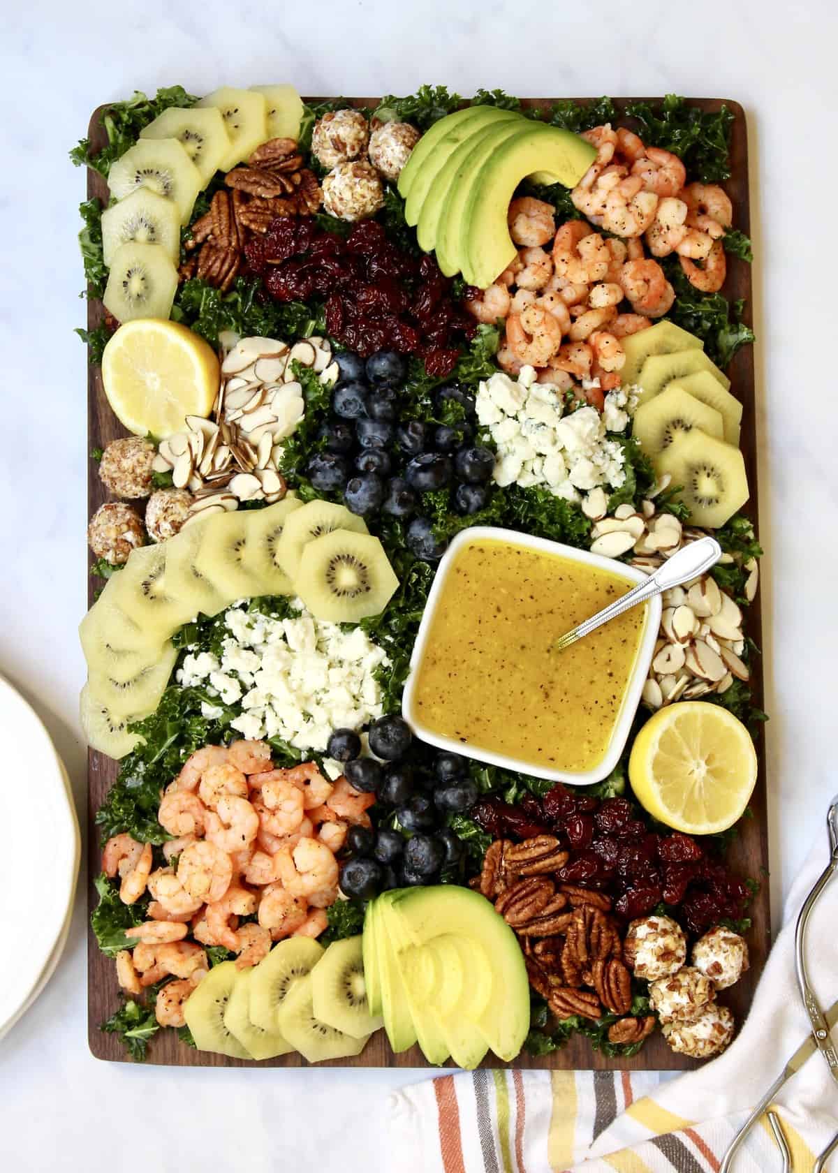 Kale + SunGold Kiwi Salad Board by The BakerMama