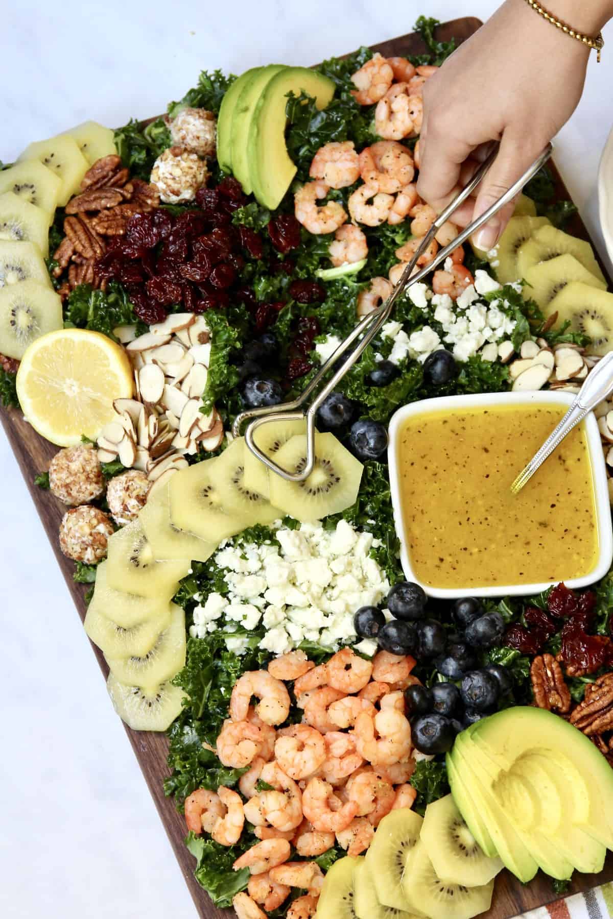 Kale + SunGold Kiwi Salad Board by The BakerMama