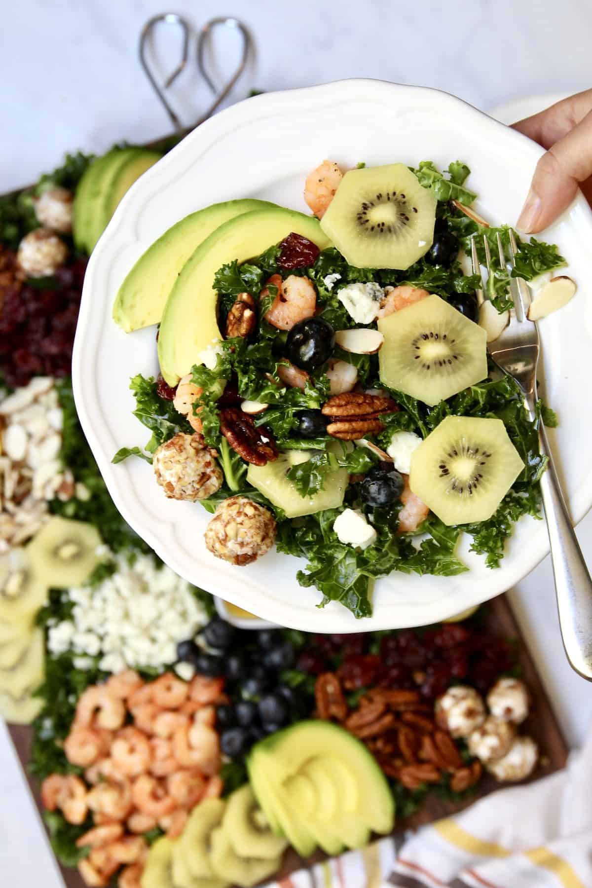 Kale + SunGold Kiwi Salad Board by The BakerMama