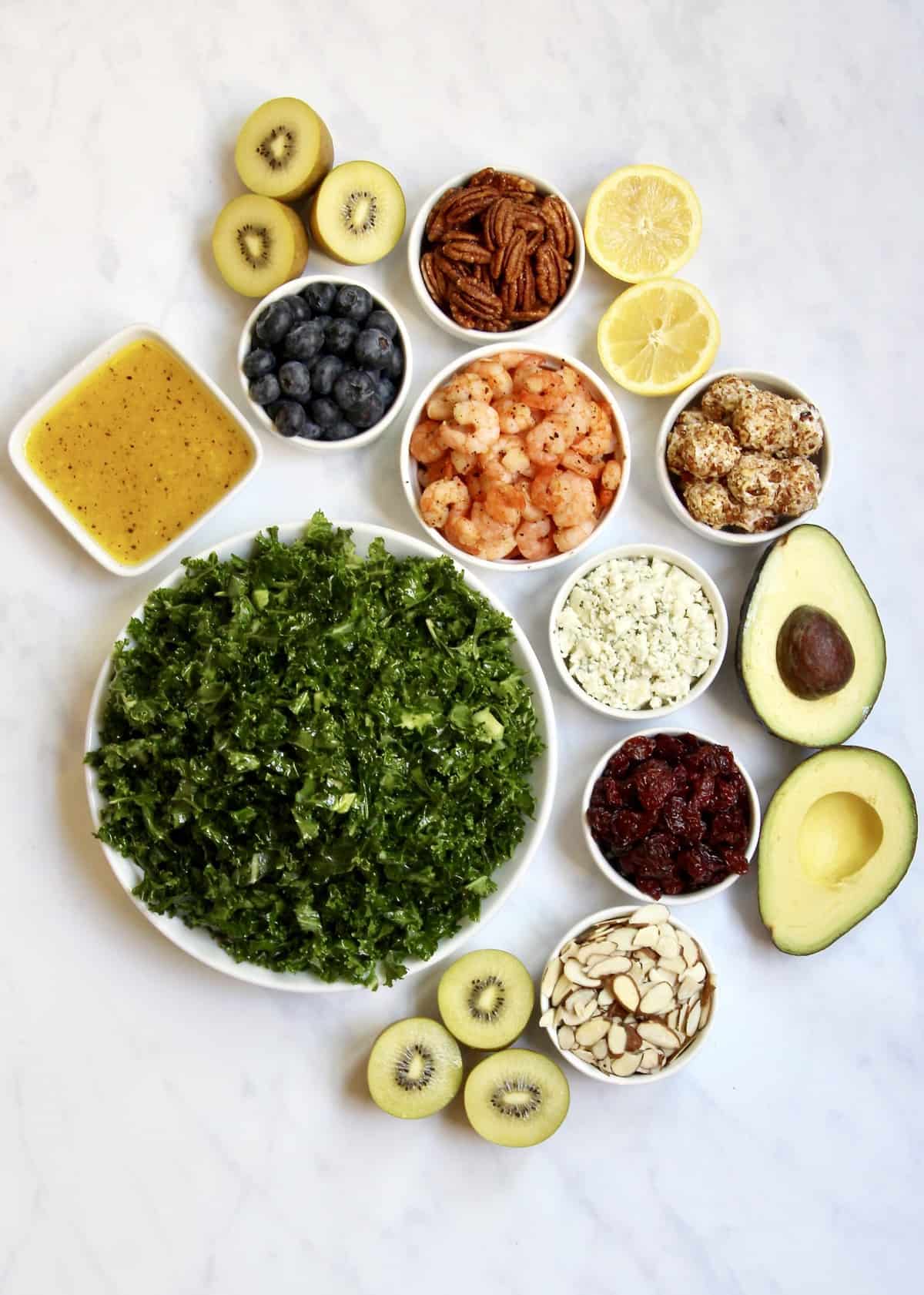 Kale + SunGold Kiwi Salad Board by The BakerMama