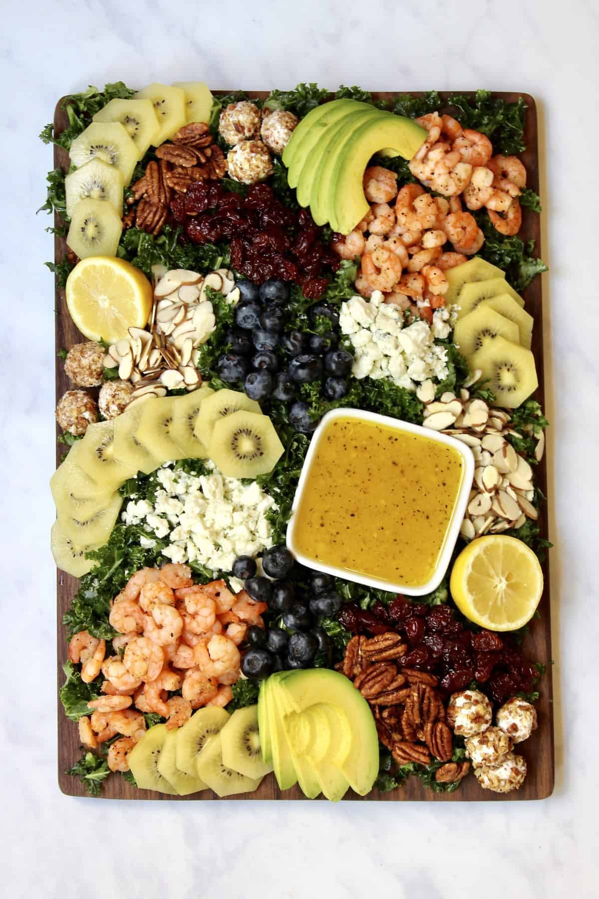 Kale + SunGold Kiwi Salad Board by The BakerMama