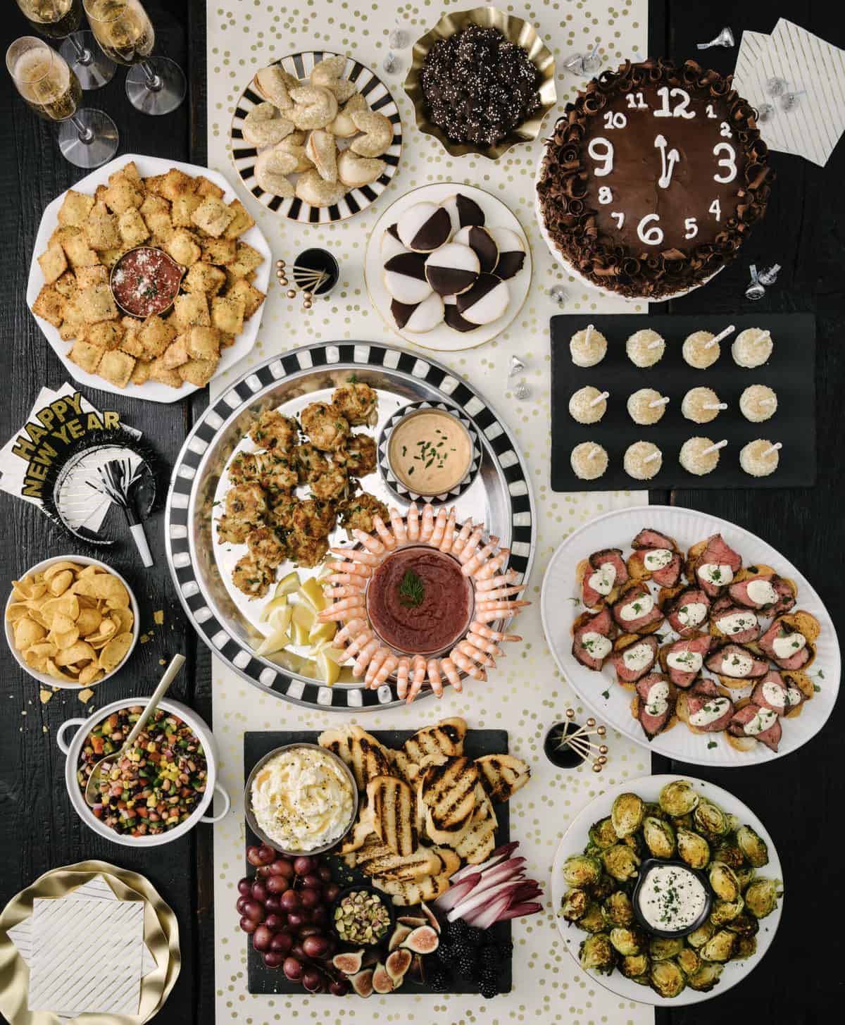 New Year's Eve Snacks and Sweets Spread by The BakerMama