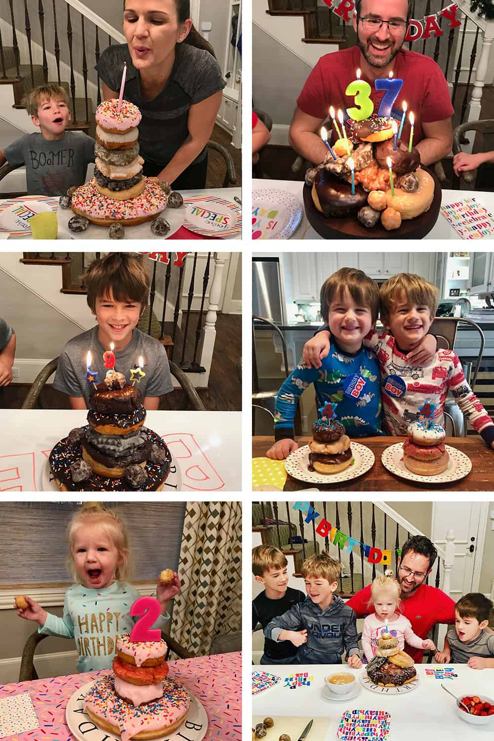 The Brown Family Birthday Donut Collage