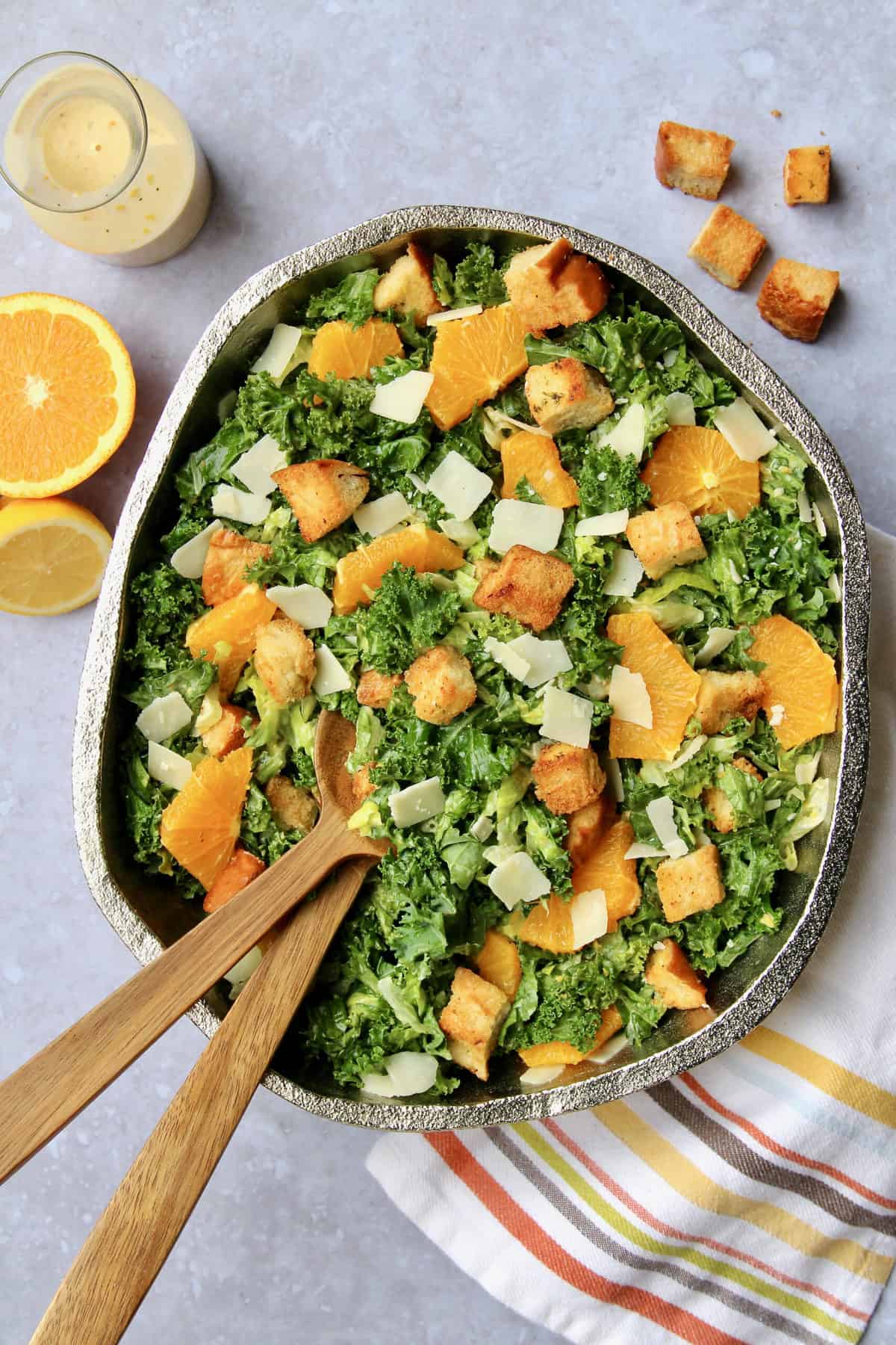 Citrus Caesar Salad with Baked Croutons
