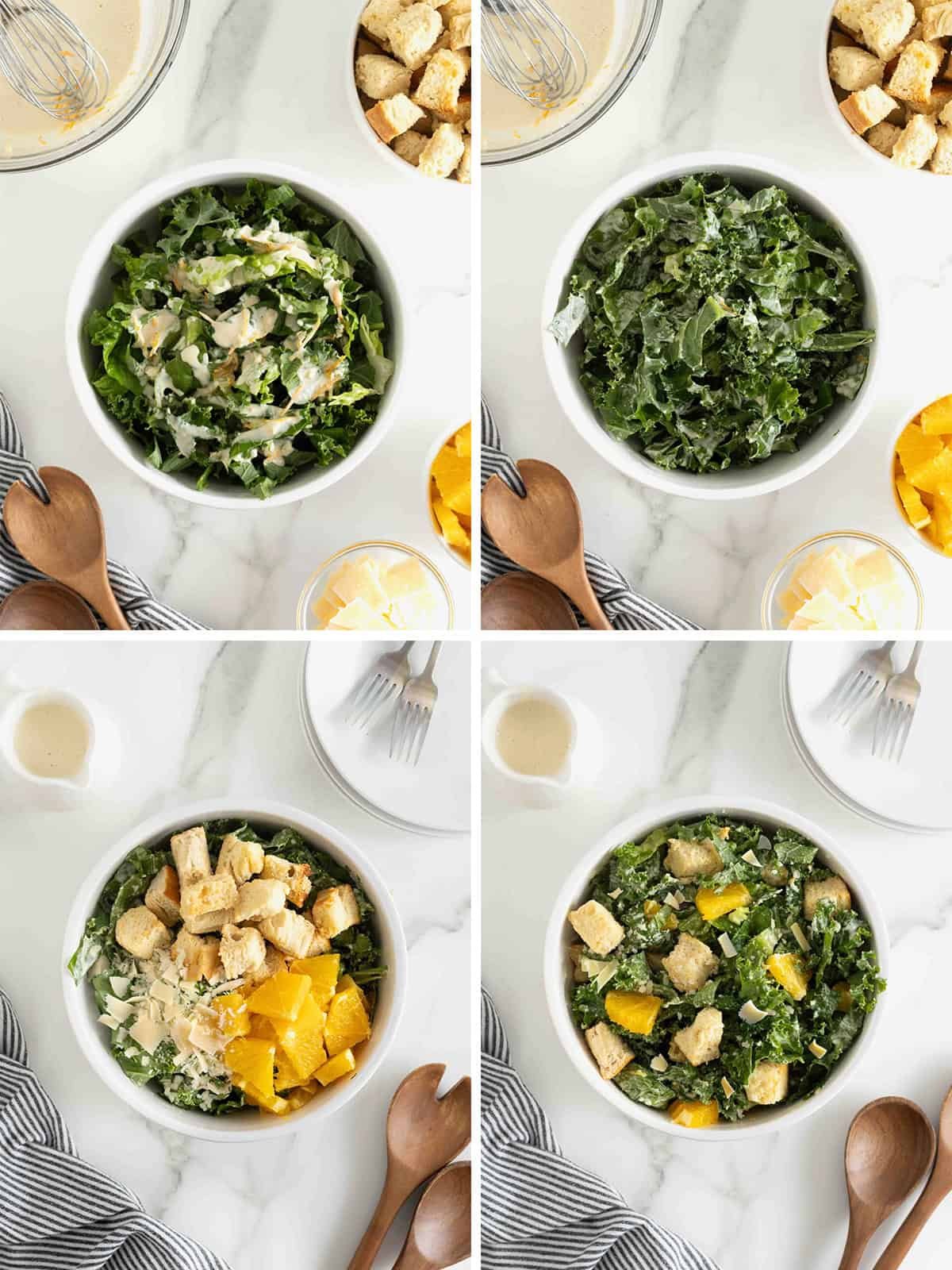 Steps to make citrus caesar salad.