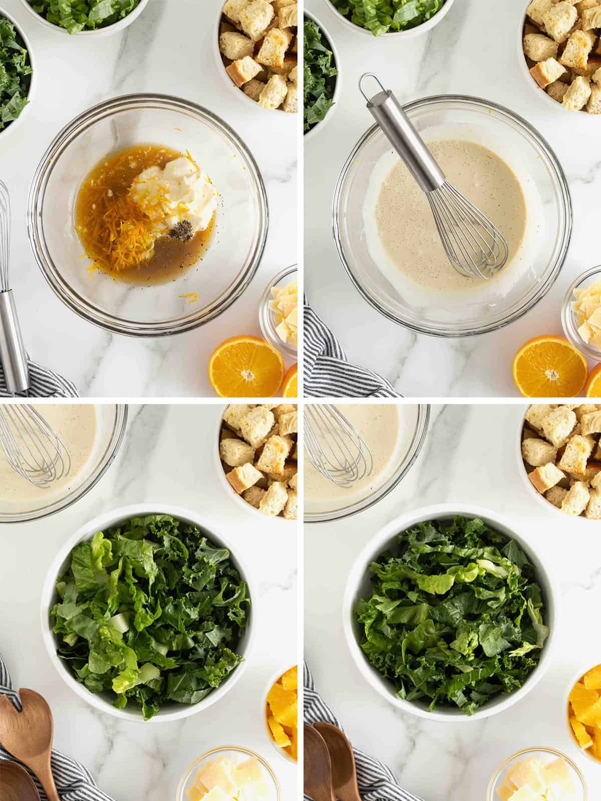 Steps to make citrus caesar salad.