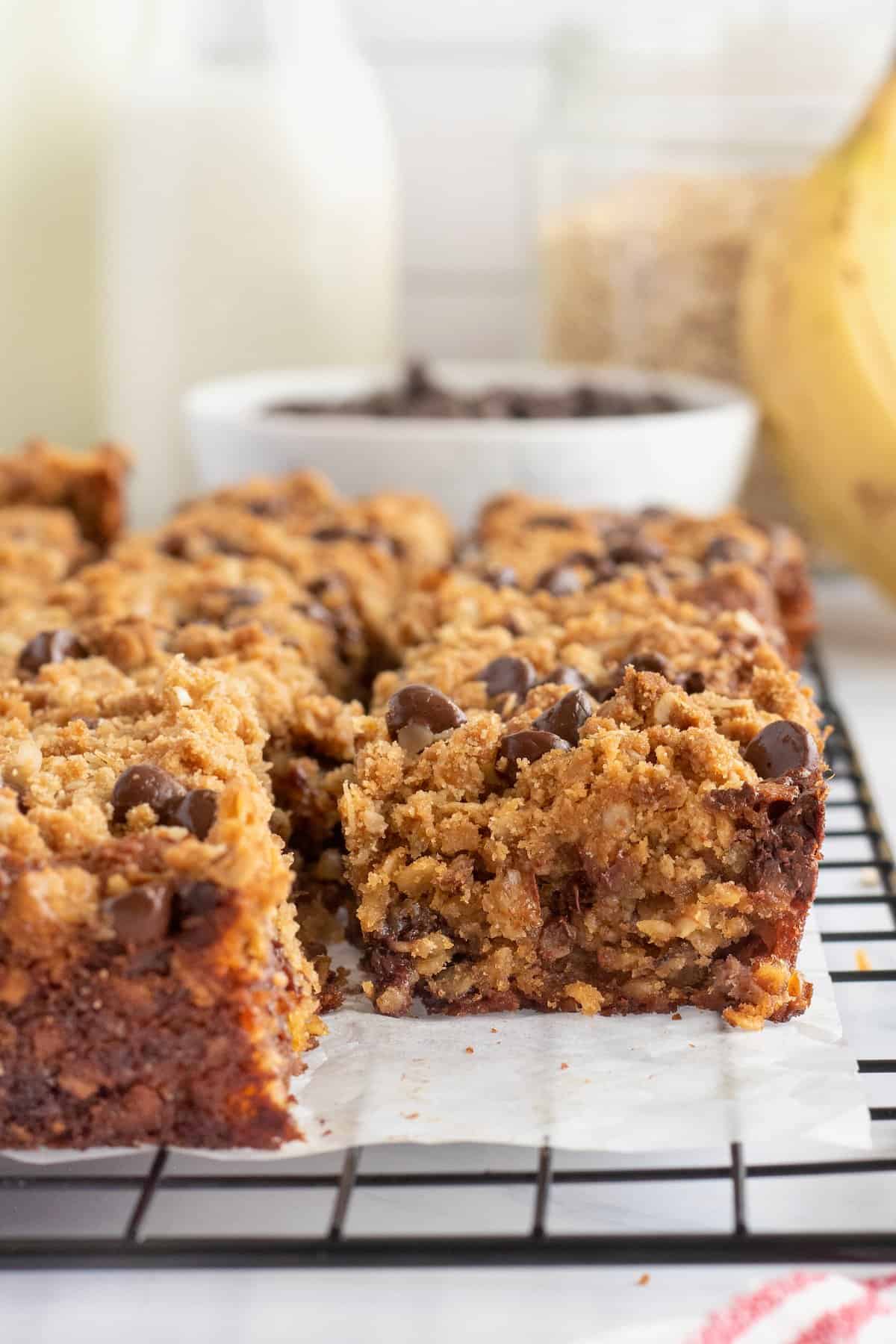 Peanut Butter Chocolate Chip Cookie Bars - The BakerMama